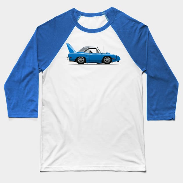 BLUE SUPER BIRD Baseball T-Shirt by OldSkoolDesign